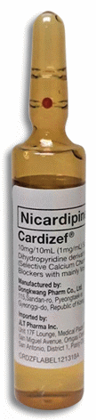 CARDIZEF Nicardipine Hydrochloride 10mg / 10mL (1mg / 1mL) Solution for ...